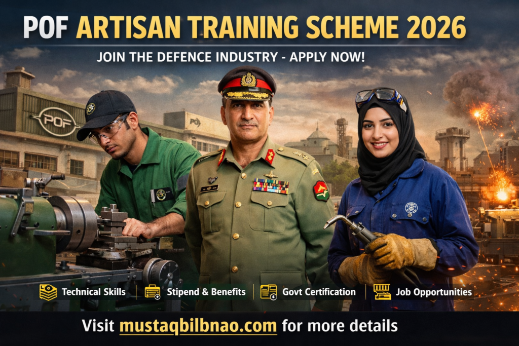 Pakistan Ordnance Factory POF Artisan Training Scheme 2026 Online Apply – Latest Recruitments