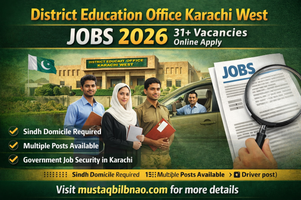 District Education Office Karachi West Jobs 2026 – Latest 31+ Vacancies Online Apply