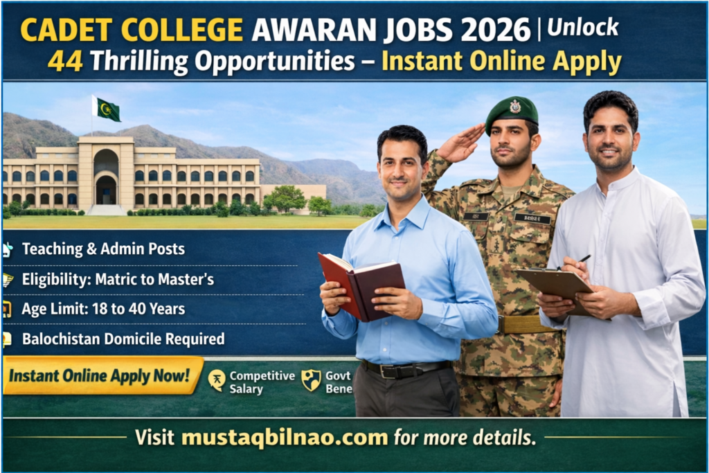 Cadet College Awaran Jobs 2026 | Unlock 44 Thrilling Opportunities – Instant Online Apply