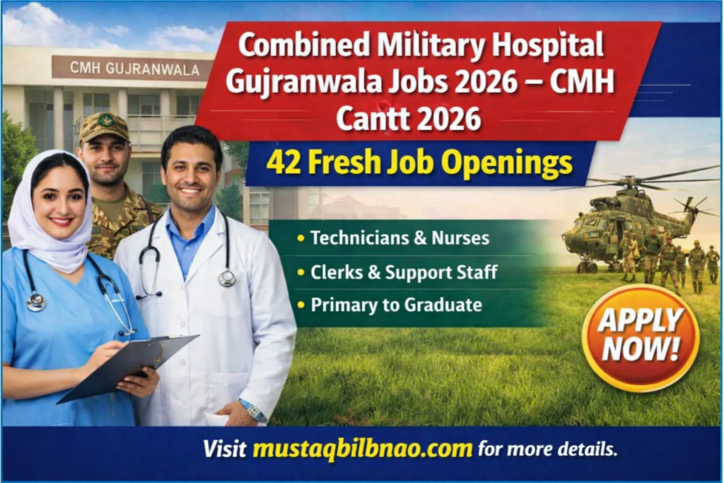 Combined Military Hospital Gujranwala Jobs 2026 – CMH Cantt 2026 42 Fresh Job Openings 